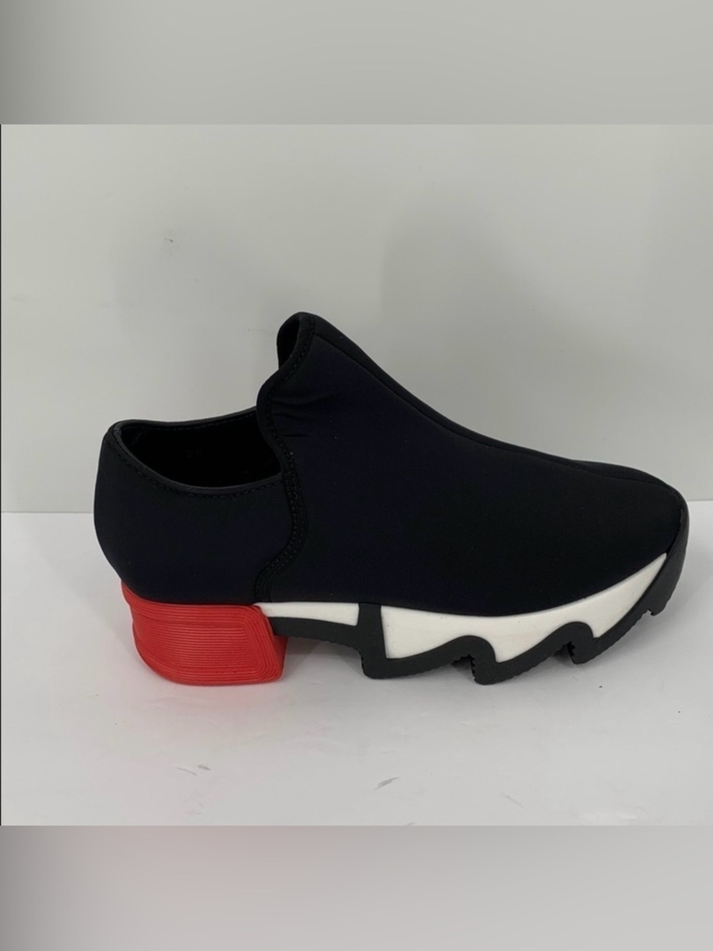 IRI NYC Wes Neoprene slip-on sneaker shoe black red heel comic new 34.5 4.5 4